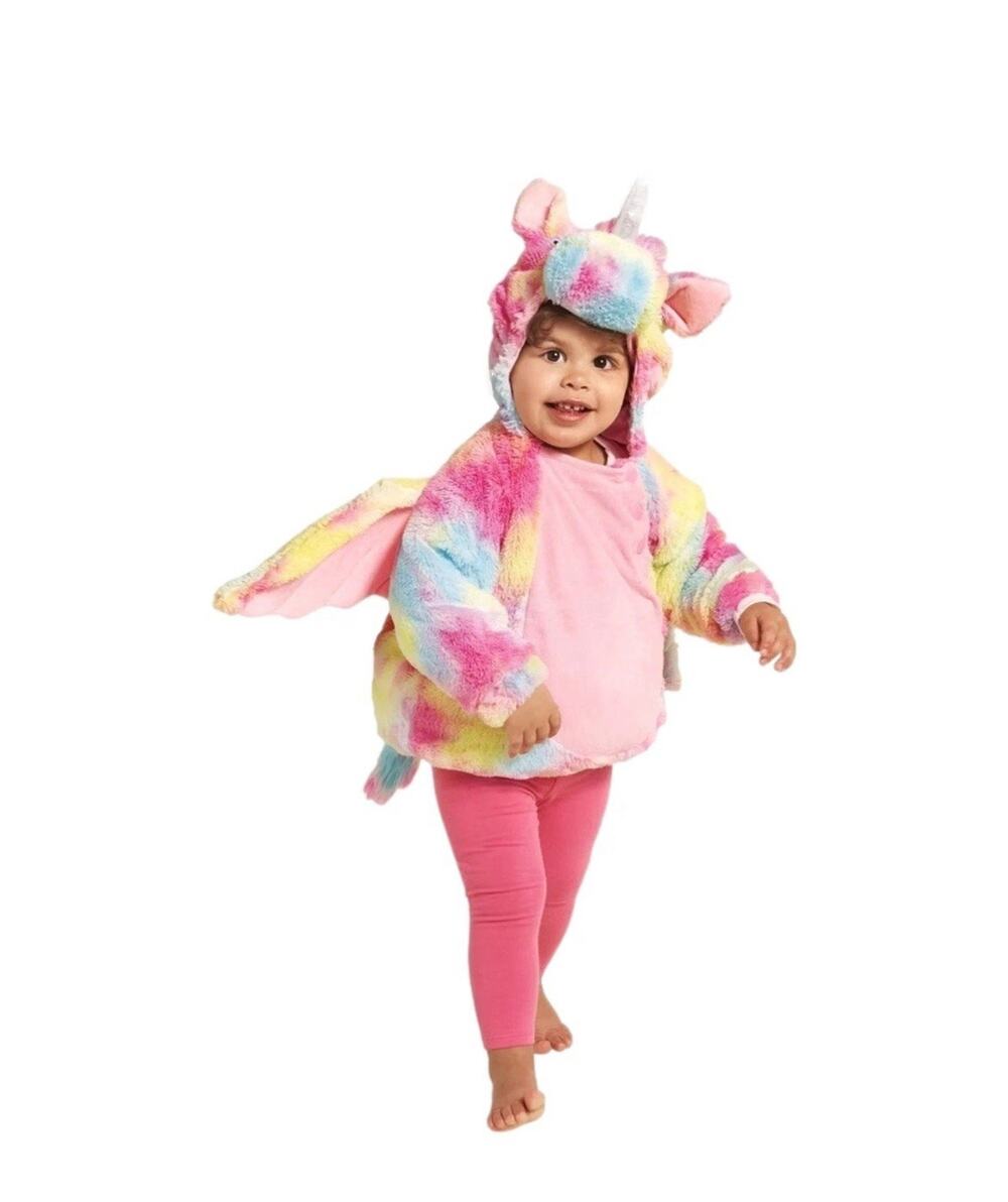 Hyde & Eek Infant Girls Pink Yellow & Orange Hooded Plush Unicorn Costume 0-6 Mo - Picture 1 of 3